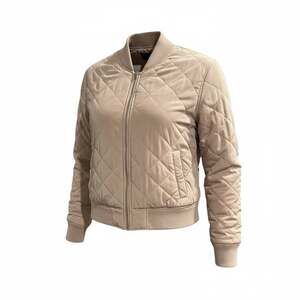 Lucky Brand Quilted Bomber Jacket LG Tan/blush color.  Old Money Spring.